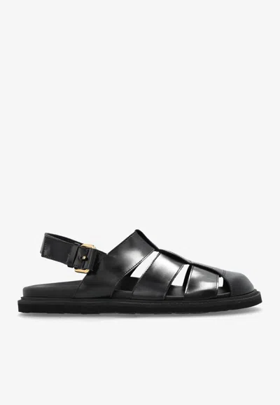 MOSCHINO BRUSHED LEATHER CUT-OUT SANDALS