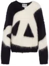 Moschino Pullover In Brushed Mohair Peace In Schwarz
