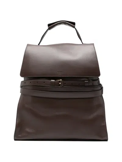 Moschino Backpacks Adjustable Straps Buckle Detail Top Handle In Brown