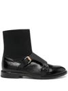 Moschino Buckle-detail Ankle Boots In Black