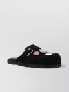 Moschino Buckle Detail Sandals With Embellished Flat Sole In Black