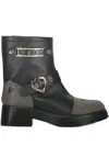 Moschino Buckle-detailed Studded Ankle Boots In Black