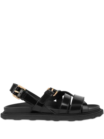 Moschino Strappy Heel Sandals Open Toe Flat In Black