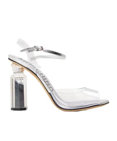 Moschino Buckle High-heeled Sandals In Animal Print