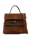 Moschino Suede Shoulder Bag Adjustable Strap In Brown