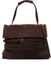 Moschino Buckle Nubuck Leather Tote Bag In Brown