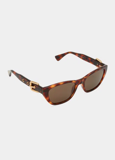Moschino Buckle Nylon & Plastic Cat-eye Sunglasses In Brown