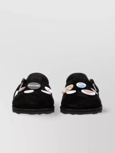 Moschino Buckle Patch Flat Toe Sandals
