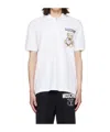 Moschino Buckle Short Sleeve Polo Shirt In White
