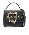 Moschino Morphed Buckle Leather Tote Bag In Black