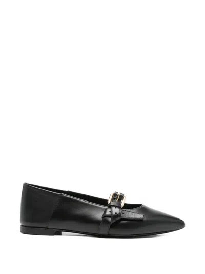 Moschino Buckle Strap Ballet Flats In Black