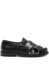 Moschino Buckle-strap Leather Loafers