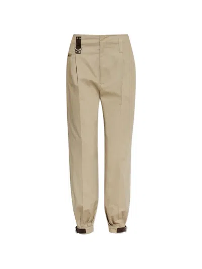 Moschino Buckle-cuff Trousers In Neutral