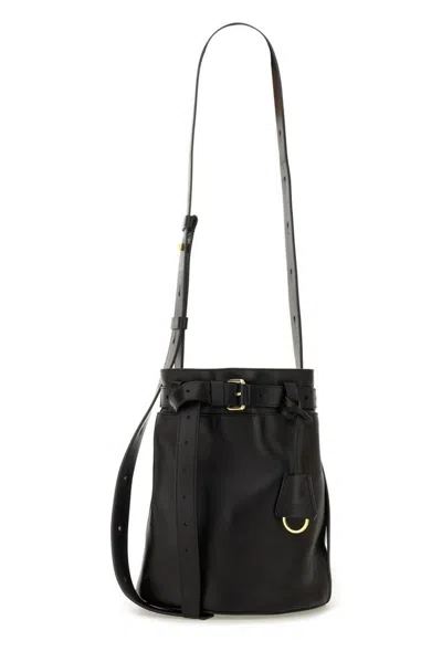 Moschino Buckled Shoulder Bag In Black