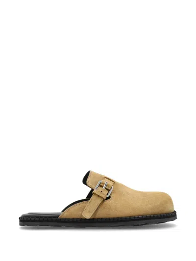 Moschino Calf Leather Rounded Toe Sandals In Neutral