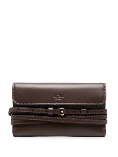 Moschino Buckle-detail Chain-strap Wallet In Brown
