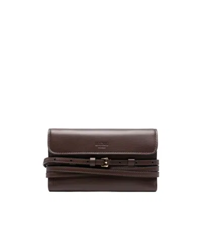 Moschino Buckle-detail Chain-strap Wallet In Brown