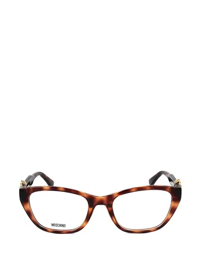 Moschino Buckle-detail Glasses In Brown