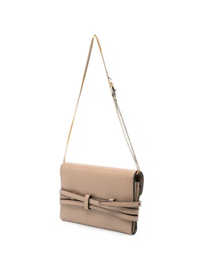 Moschino Buckled-strap Chain-link Wallet In Neutral