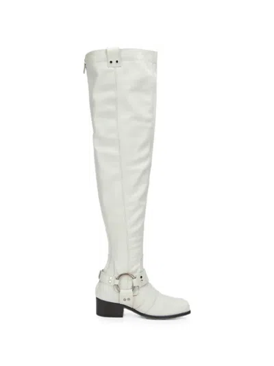 Moschino Buckle-strap Boots In White