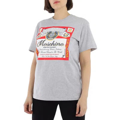 Moschino Budweiser Printed Cotton Jersey T-shirt In Grey