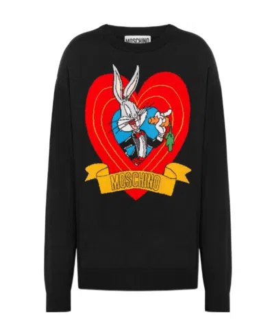 Moschino Bugs Bunny Intarsia-knit Jumper In Black