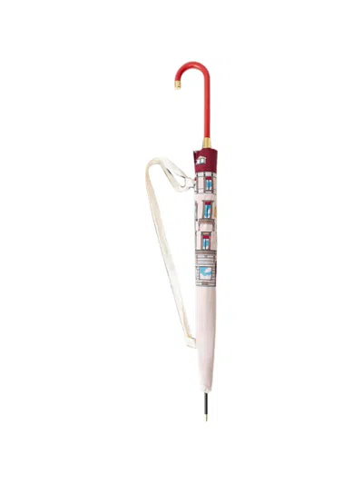 Moschino Building-print Curved-handle Umbrella In Multi