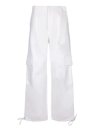 MOSCHINO BULL COT ON WHITE CARGO TROUSERS