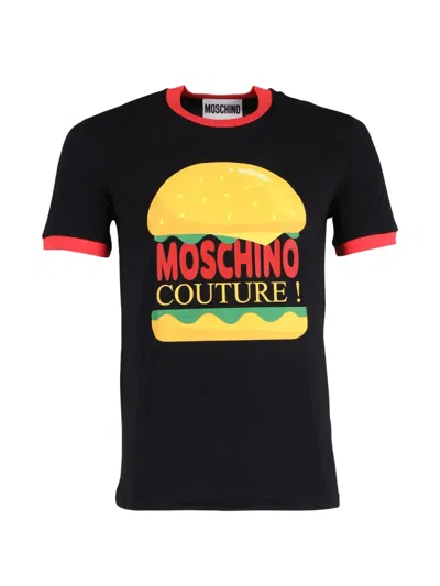 Pre-owned Moschino Burger-print Crew-neck T-shirt In Black