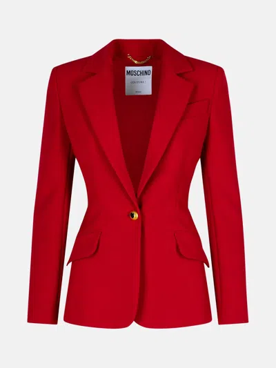 Moschino Single-breasted Blazer In Bordeaux