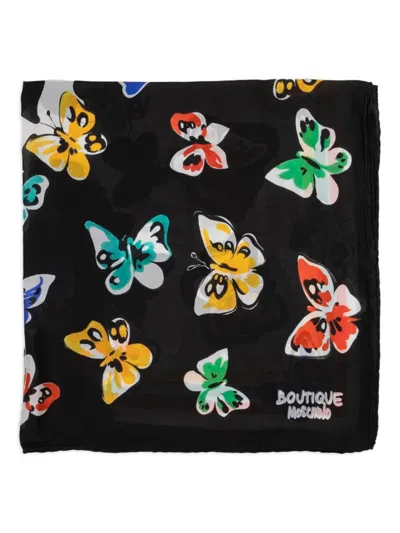 Moschino Butterfly-print Scarf In Black