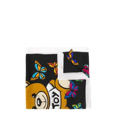 Moschino Butterfly Print Silk Scarf In Black