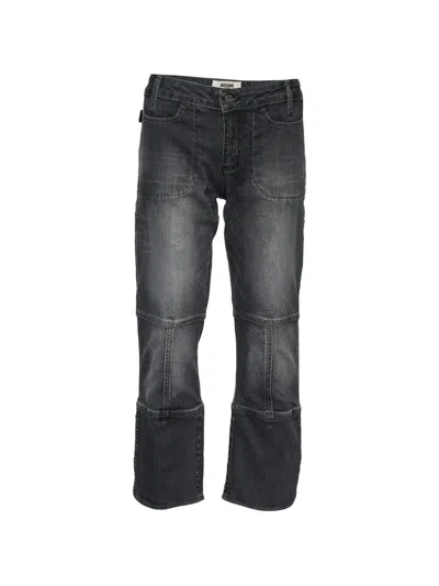 Pre-owned Moschino Butterfly-detail Jeans In Gray