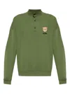 Moschino Button Bear-graphic Polo Shirts In Green