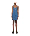 Moschino Button Denim Mini Dress In Blue