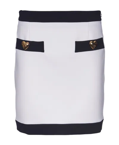 Moschino Button-detailed Fitted Skirt In White | ModeSens