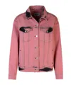 Moschino Cotton Jeans Jacket Featuring Adjustable Waist In Pink
