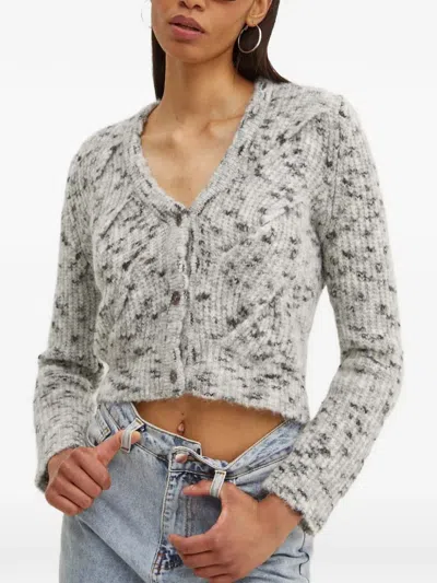 Moschino Button-fastening Cardigan In Gray