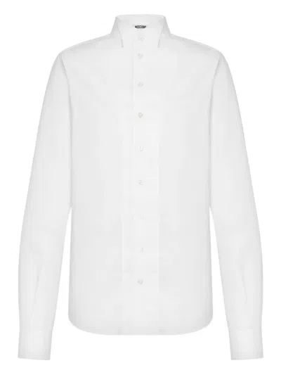 Moschino Cotton Poplin Jacquard Shirt In White
