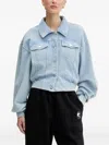 Moschino Button-fastening Cropped Denim Jacket In Blue