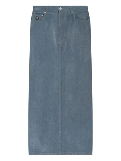 Moschino Button-fastening Denim Midi Straight Skirt In Blue