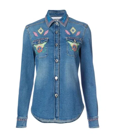 Moschino Button-fitting Shirt In Blue