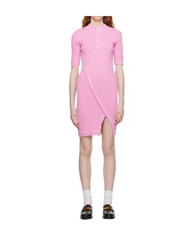 Moschino Button Mini Dress In Pink