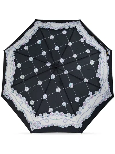 Moschino Button-print Umbrella In Black