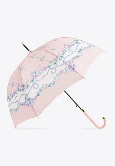 Moschino Button-print Umbrella In Pink