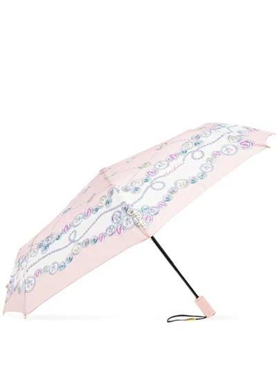 Moschino Button-print Umbrella In Pink