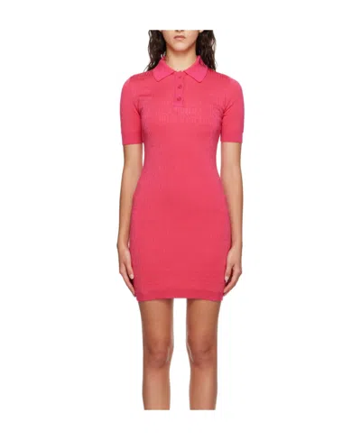 Moschino Button Short-sleeved Dress In Red