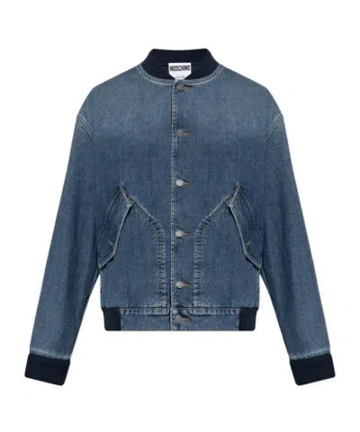MOSCHINO MOSCHINO BUTTON-UP DENIM BOMBER JACKET