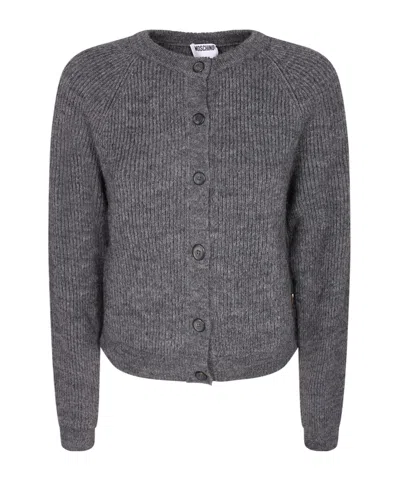 Moschino Button-up Knitted Cardigan In Gray