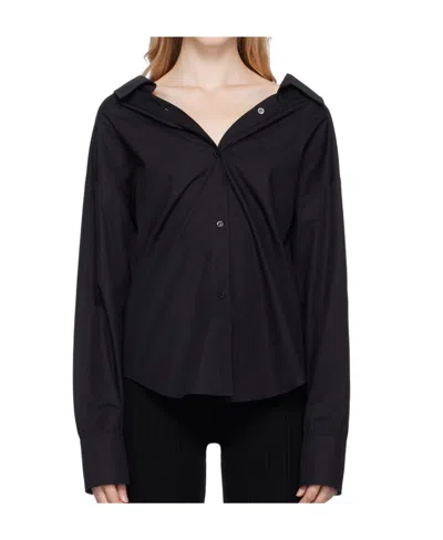 Moschino Button-up Long-sleeved Shirt In Black